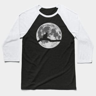 Tree Cat Silhouette with a Moon Baseball T-Shirt